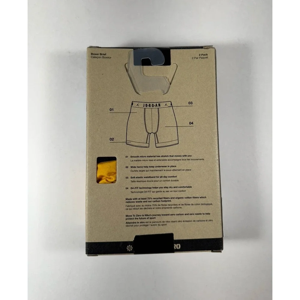 JORDAN Flight Micro Dri-Fit Boxer‎ Briefs 2 Pack Blue Yellow Men's L (36-38) NEW